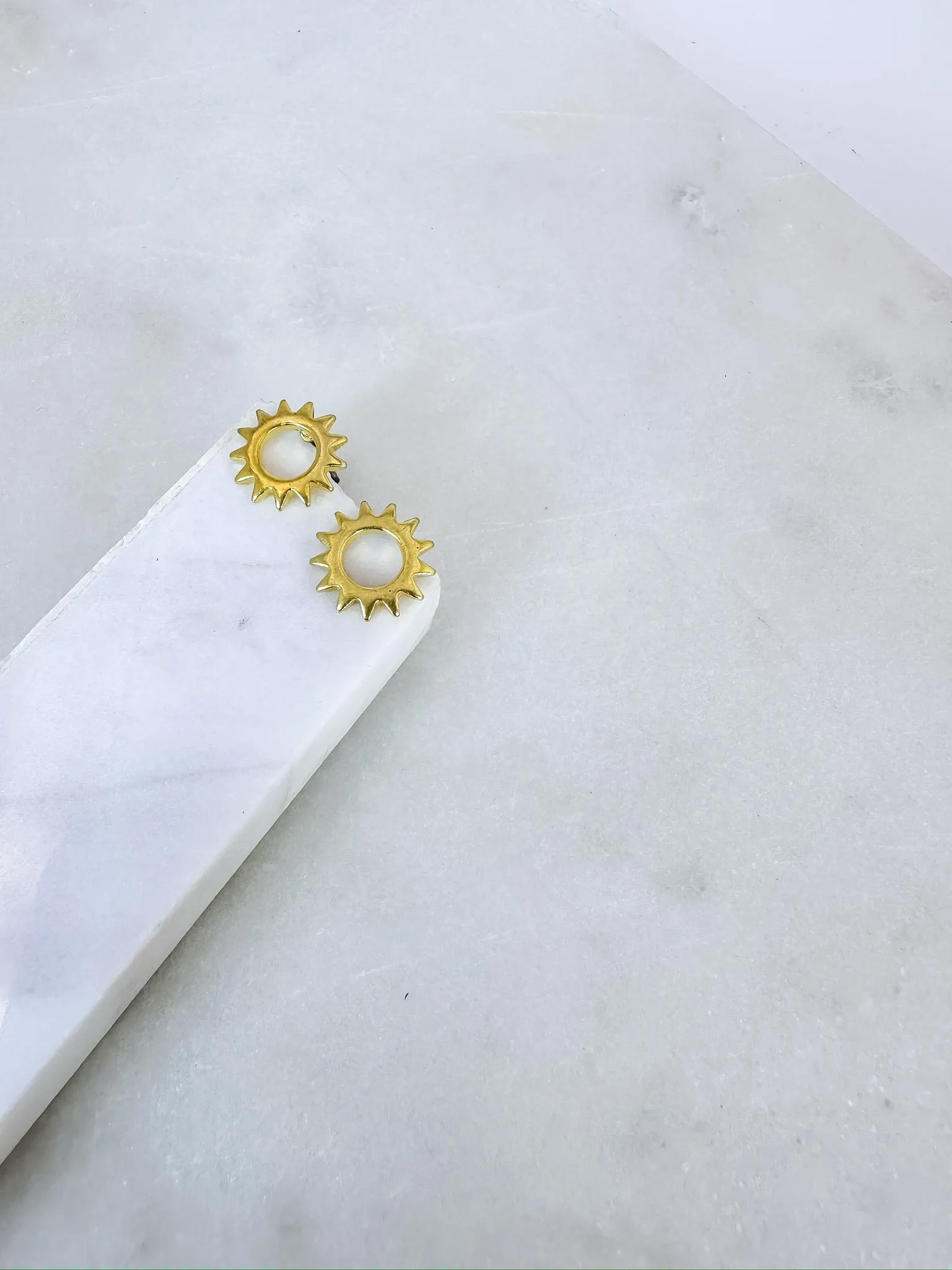 Brass Open Sun Stud Earrings