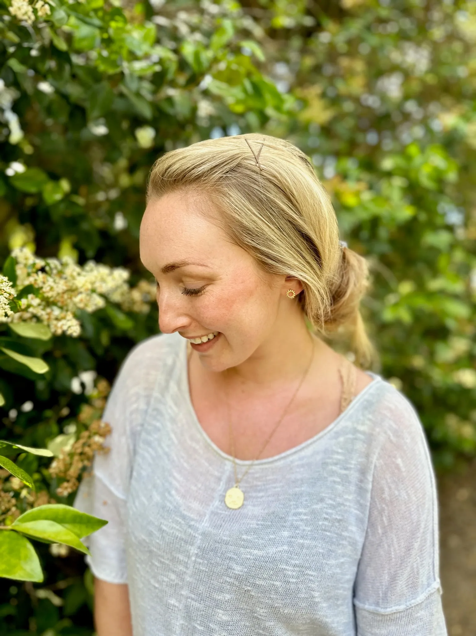 Brass Open Sun Stud Earrings