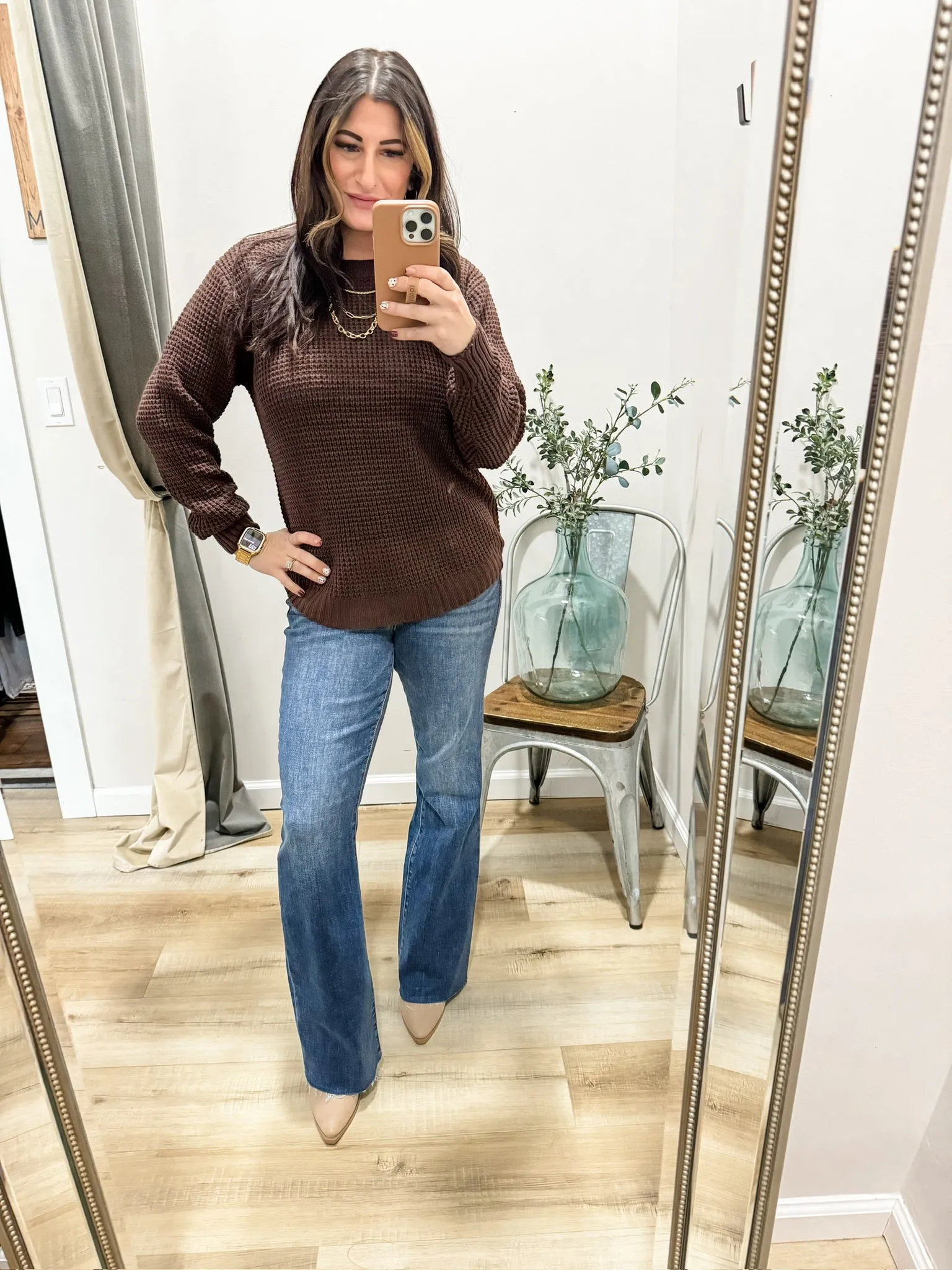 Breezy Days Plus Size High Low Waffle Knit Sweater