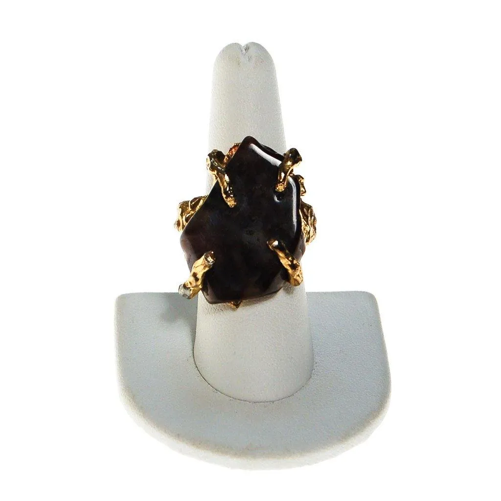 Brutalis Modern Spotted Agate Statement Ring