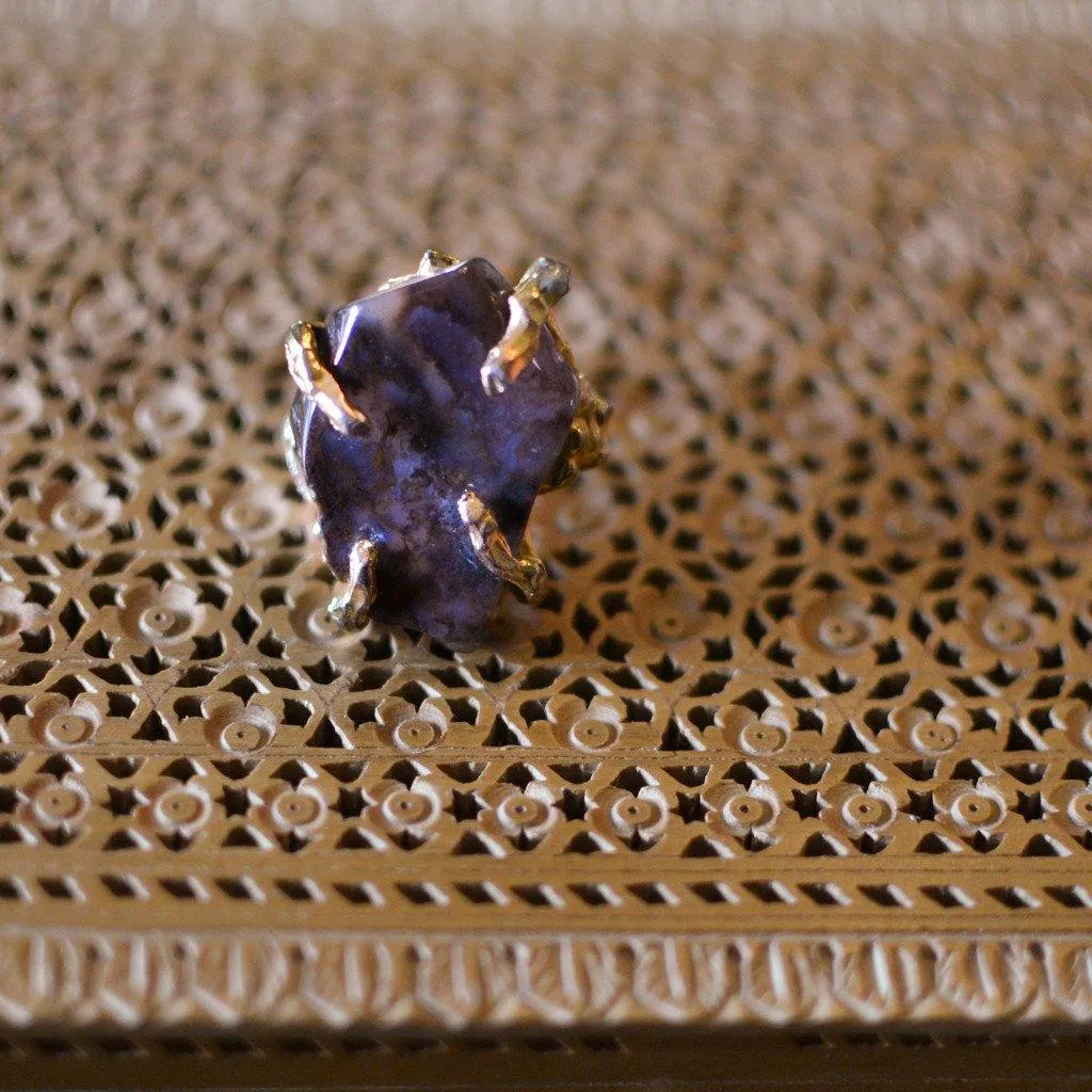 Brutalis Modern Spotted Agate Statement Ring