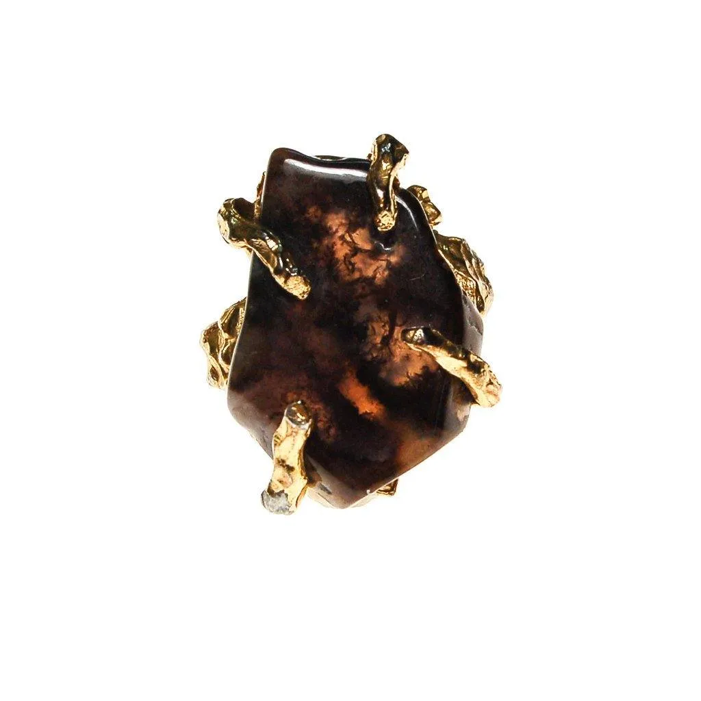 Brutalis Modern Spotted Agate Statement Ring