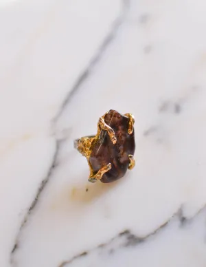 Brutalis Modern Spotted Agate Statement Ring