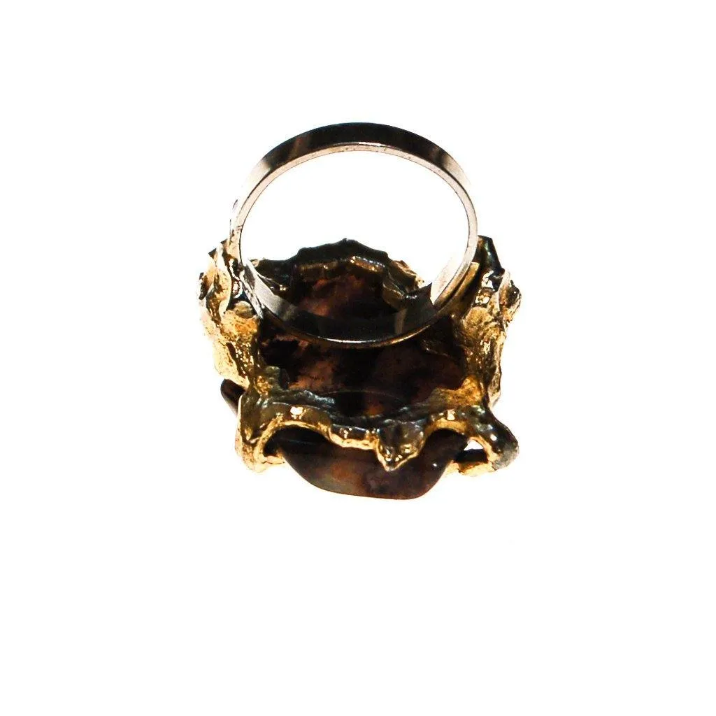 Brutalis Modern Spotted Agate Statement Ring