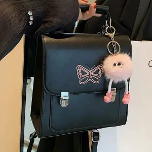 Butterfly Embroidered Leather Backpack