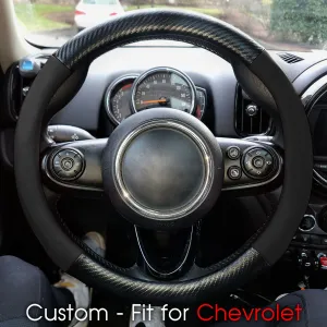 Car Steering Wheel Cover, Custom-Fit For Cars, Leather Nonslip 3D Carbon Fiber Texture Sport Style Wheel Cover for Women, Interior Modification for All Car Accessories WACH225