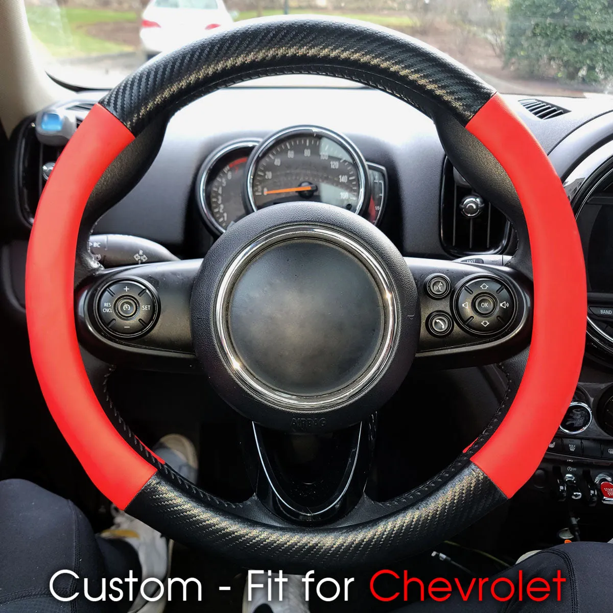 Car Steering Wheel Cover, Custom-Fit For Cars, Leather Nonslip 3D Carbon Fiber Texture Sport Style Wheel Cover for Women, Interior Modification for All Car Accessories WACH225