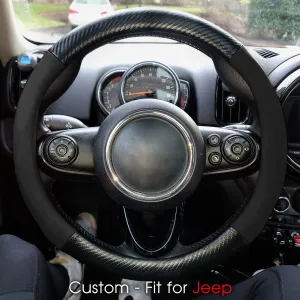 Car Steering Wheel Cover, Custom-Fit For Cars, Leather Nonslip 3D Carbon Fiber Texture Sport Style Wheel Cover for Women, Interior Modification for All Car Accessories WAJE225