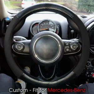 Car Steering Wheel Cover, Custom-Fit For Cars, Leather Nonslip 3D Carbon Fiber Texture Sport Style Wheel Cover for Women, Interior Modification for All Car Accessories WAMB225