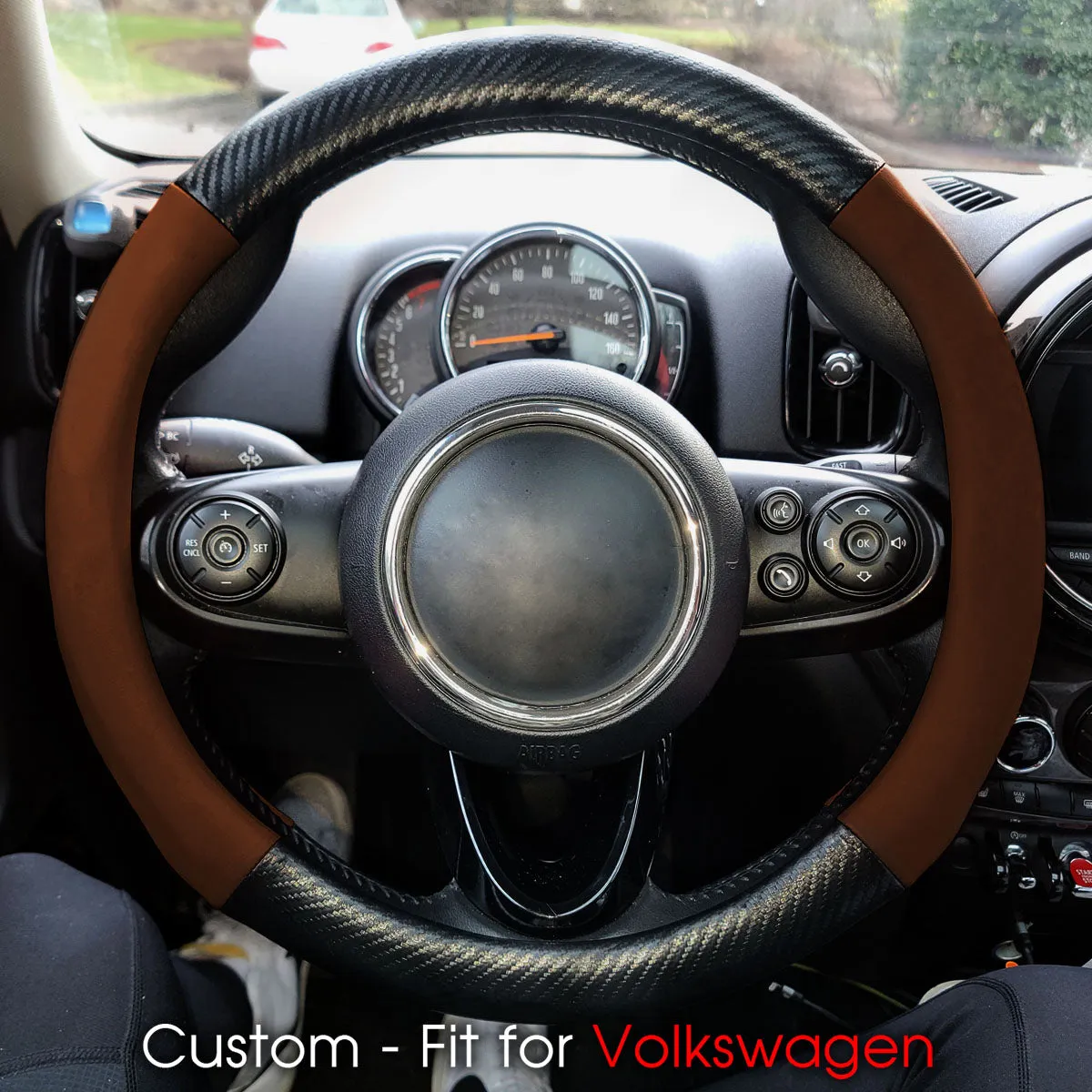 Car Steering Wheel Cover, Custom-Fit For Cars, Leather Nonslip 3D Carbon Fiber Texture Sport Style Wheel Cover for Women, Interior Modification for All Car Accessories WAMY225