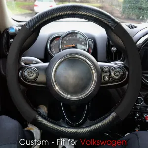 Car Steering Wheel Cover, Custom-Fit For Cars, Leather Nonslip 3D Carbon Fiber Texture Sport Style Wheel Cover for Women, Interior Modification for All Car Accessories WAMY225