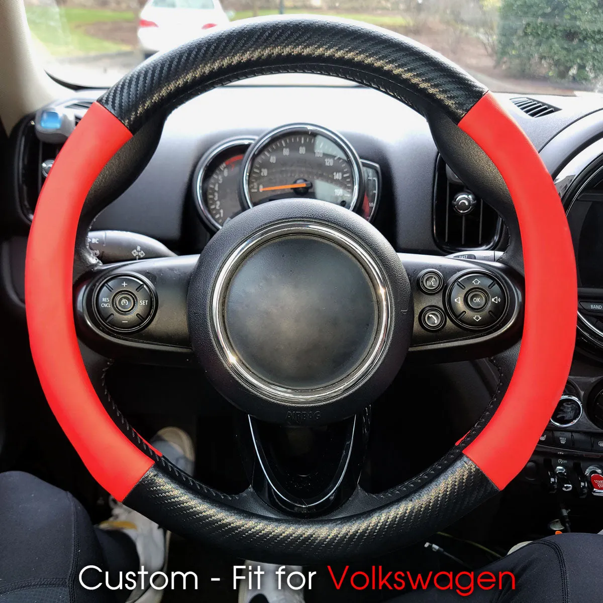 Car Steering Wheel Cover, Custom-Fit For Cars, Leather Nonslip 3D Carbon Fiber Texture Sport Style Wheel Cover for Women, Interior Modification for All Car Accessories WAMY225