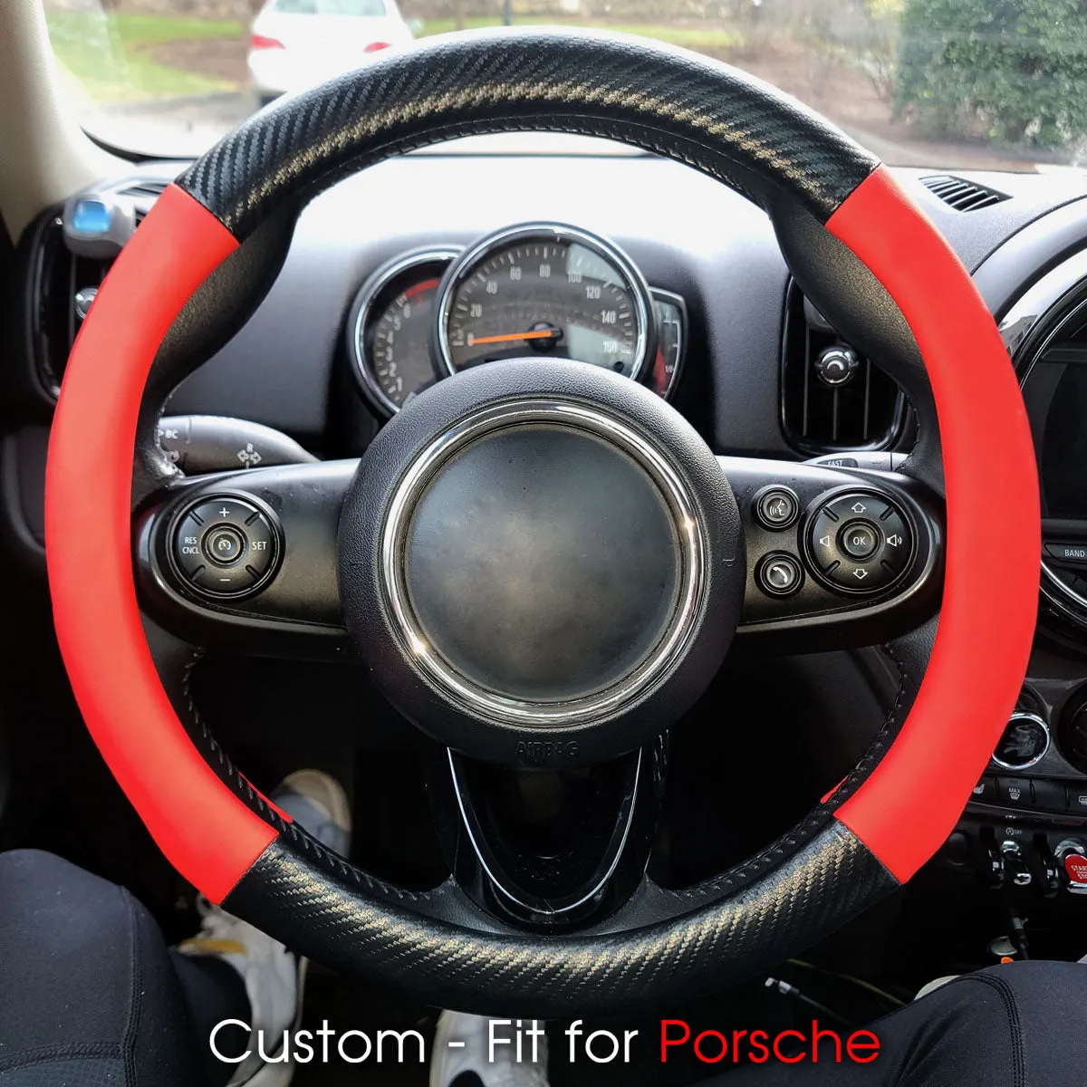 Car Steering Wheel Cover, Custom-Fit For Cars, Leather Nonslip 3D Carbon Fiber Texture Sport Style Wheel Cover for Women, Interior Modification for All Car Accessories WARL225