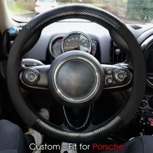 Car Steering Wheel Cover, Custom-Fit For Cars, Leather Nonslip 3D Carbon Fiber Texture Sport Style Wheel Cover for Women, Interior Modification for All Car Accessories WARL225