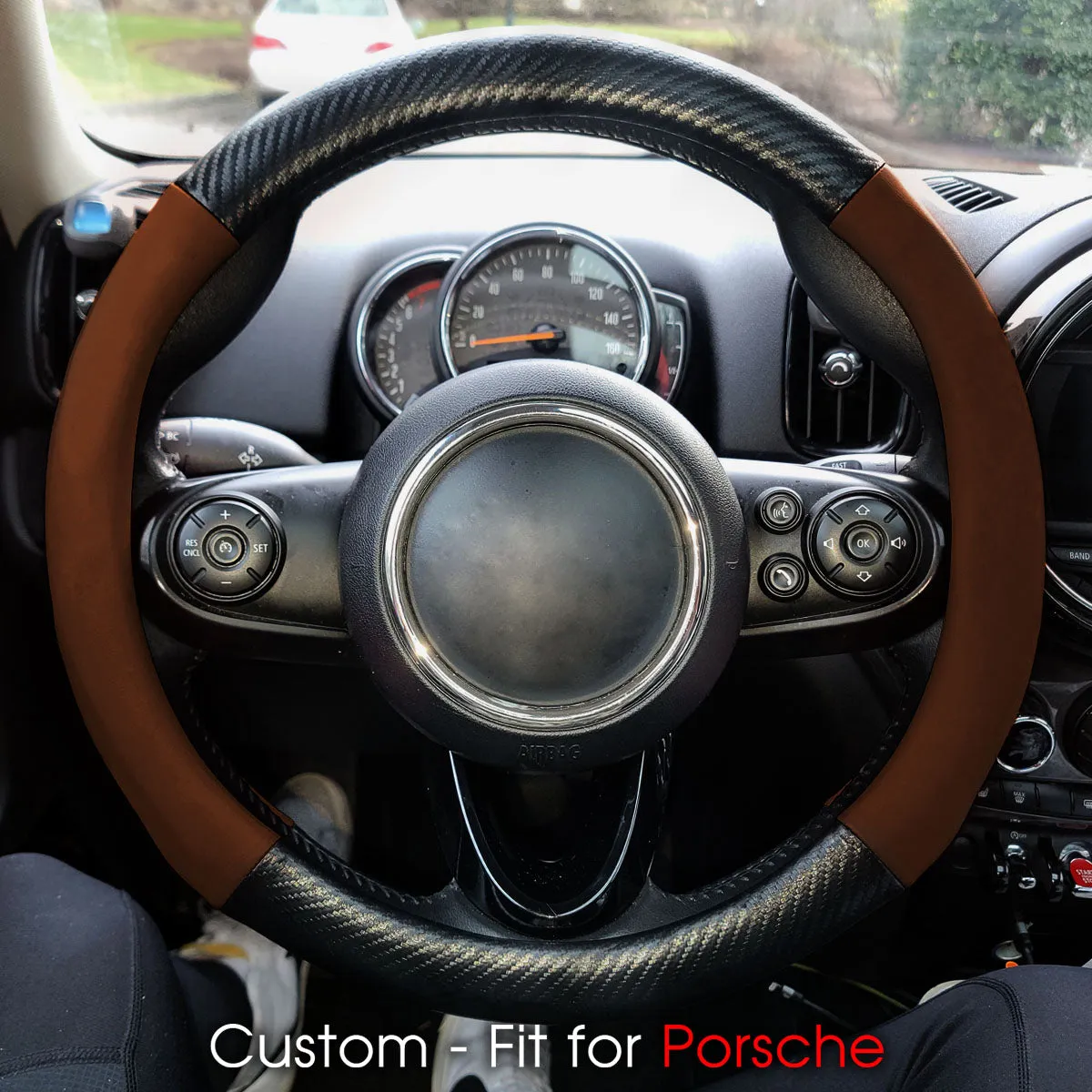 Car Steering Wheel Cover, Custom-Fit For Cars, Leather Nonslip 3D Carbon Fiber Texture Sport Style Wheel Cover for Women, Interior Modification for All Car Accessories WARL225