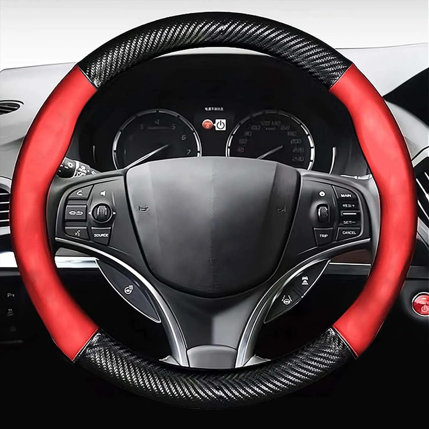 Car Steering Wheel Cover, Custom Fit For Your Cars, Leather Nonslip 3D Carbon Fiber Texture Sport Style Wheel Cover for Women, Interior Modification for All Car Accessories PF18992