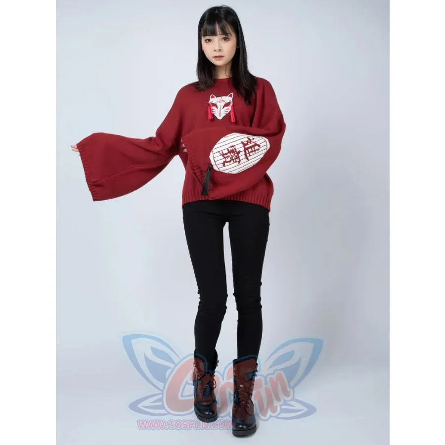Cartoon Fox face Embroidery Tassels Sweater Pullover mp005913