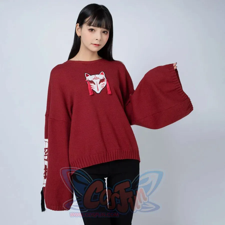 Cartoon Fox face Embroidery Tassels Sweater Pullover mp005913