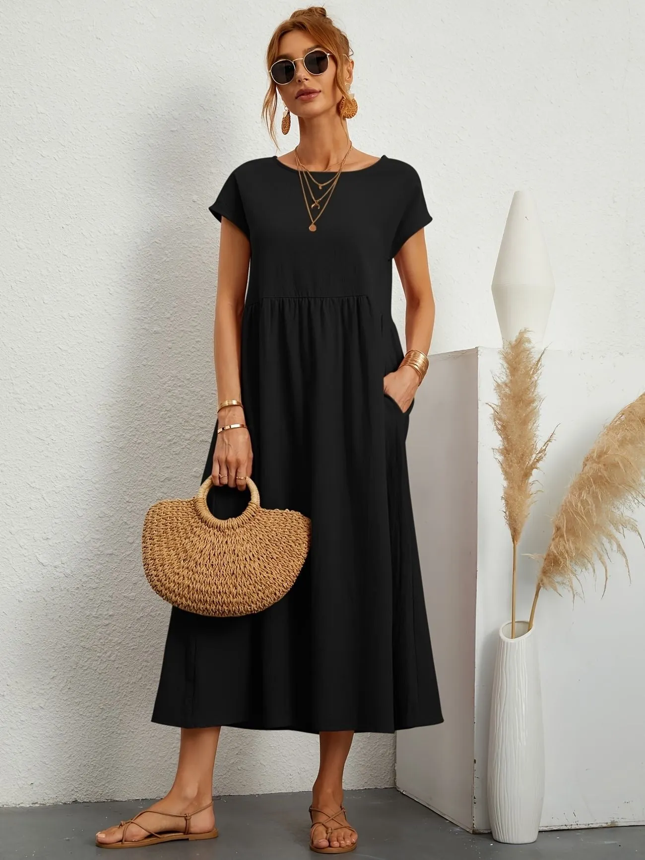 Casual Maxi Dress | Short Sleeve, Flowy & Comfortable