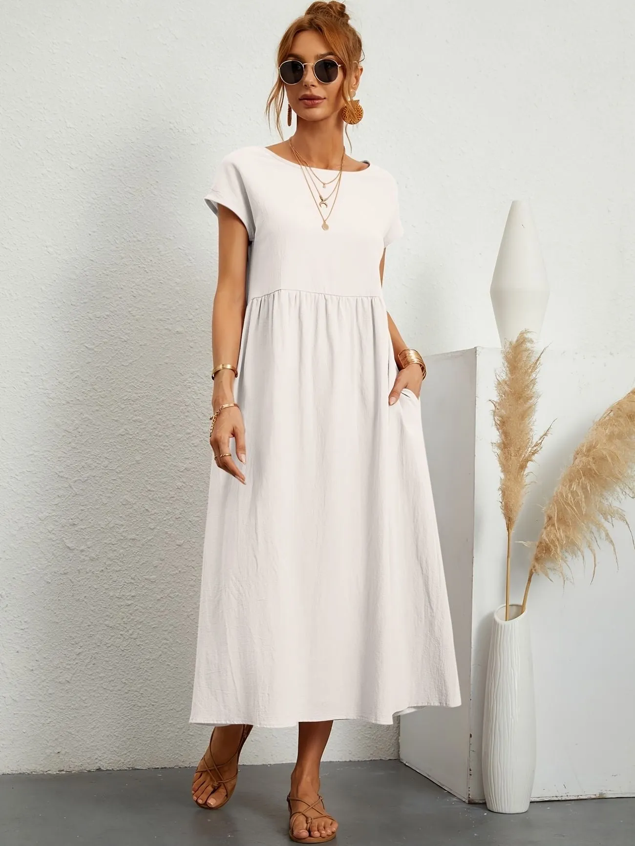 Casual Maxi Dress | Short Sleeve, Flowy & Comfortable