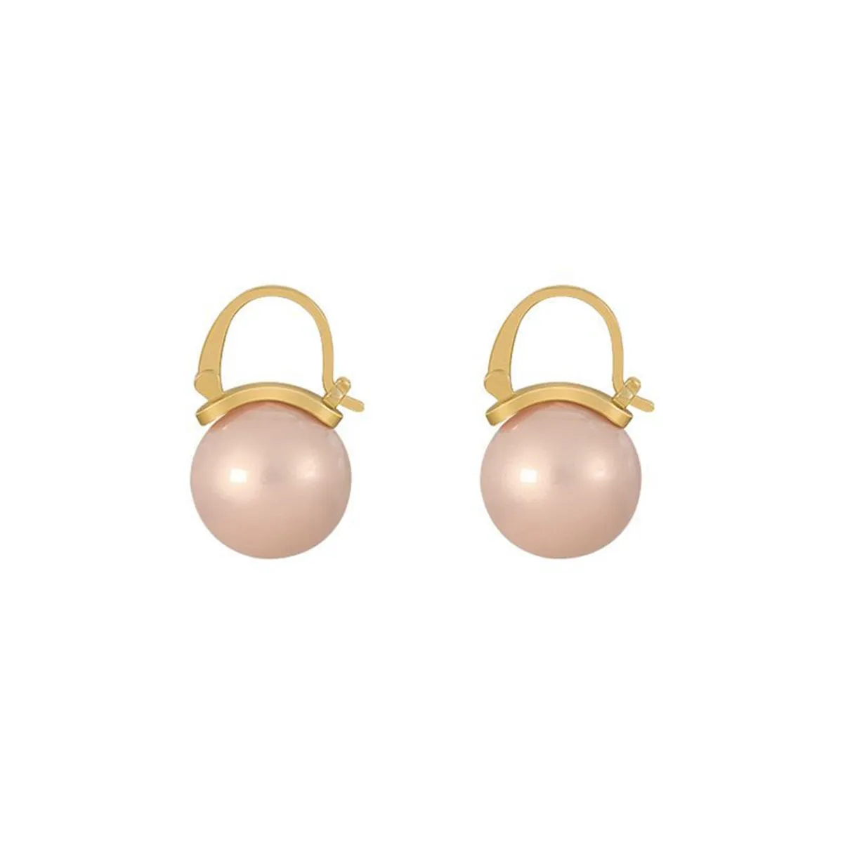 Champagne Pearl & 18K Gold-Plated Huggie Earrings