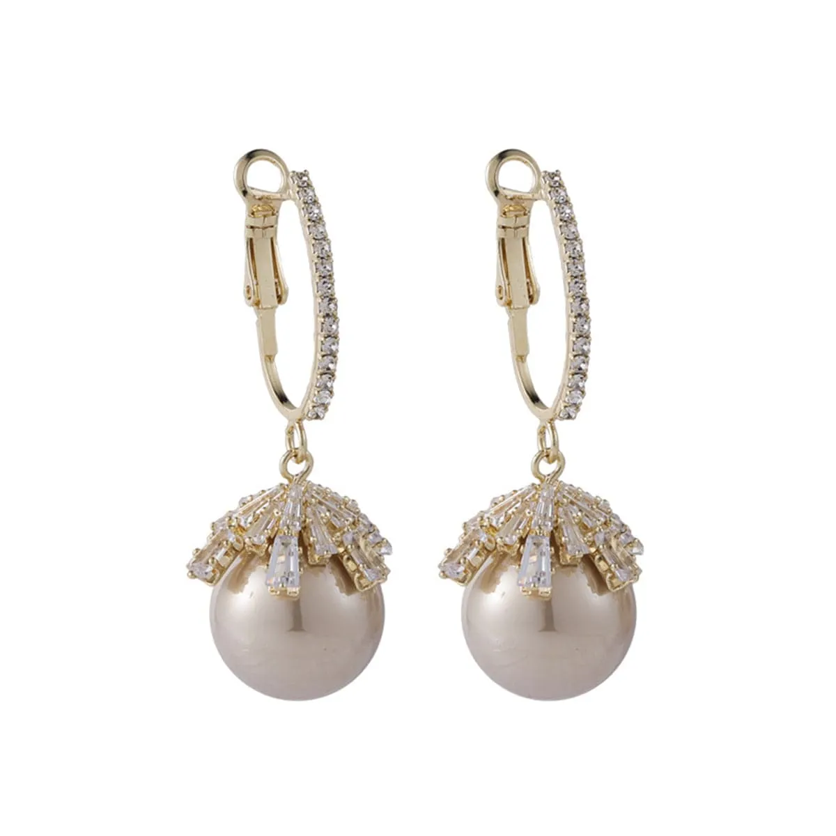 Champagne Pearl & 18K Gold-Plated Huggie Earrings
