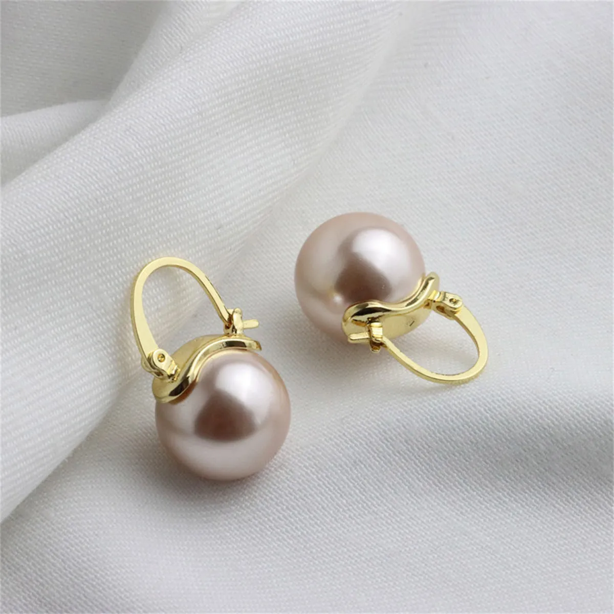 Champagne Pearl & 18K Gold-Plated Huggie Earrings