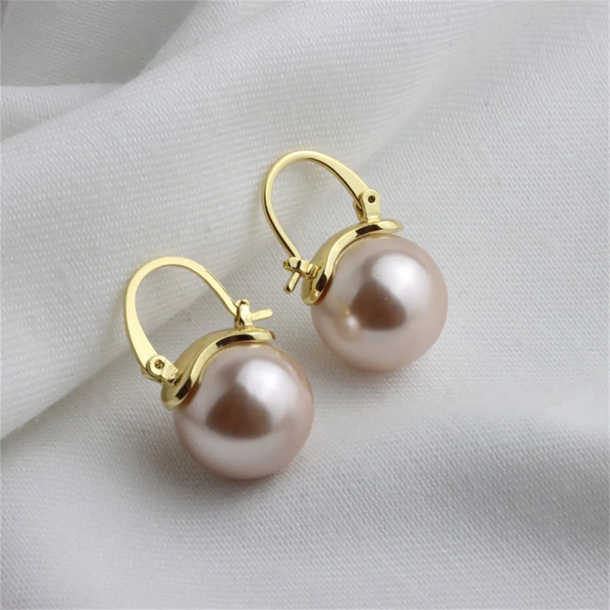 Champagne Pearl & 18K Gold-Plated Huggie Earrings
