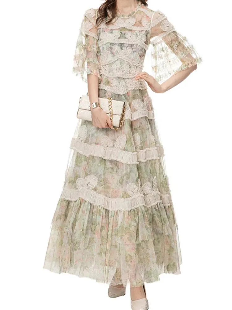 Chantal Mesh Spliced Elegant Dress