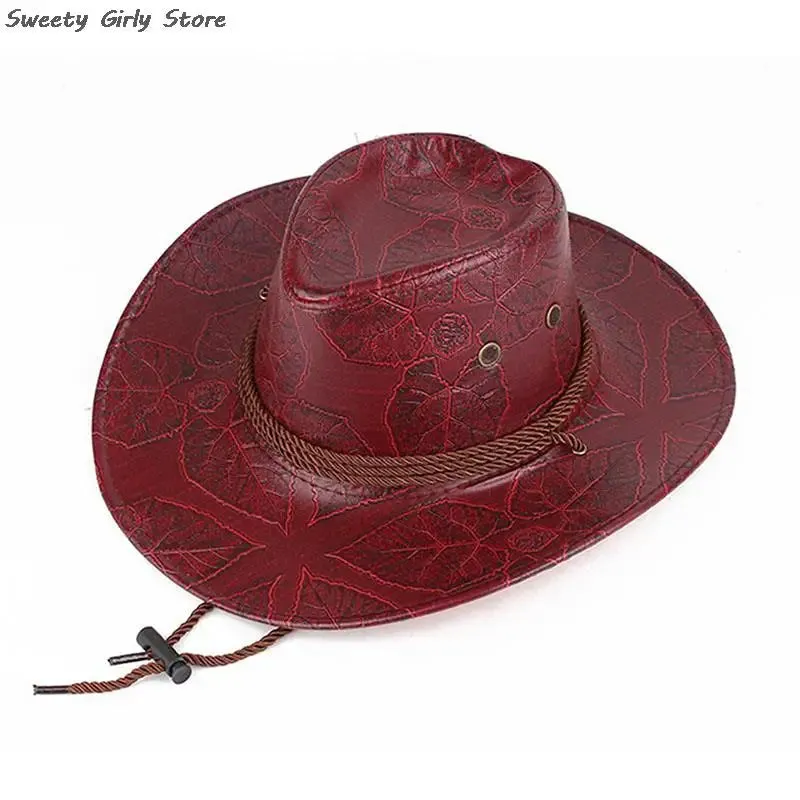 Chapéu de cowboy cavaleiro ocidental, feminino, masculino, couro
