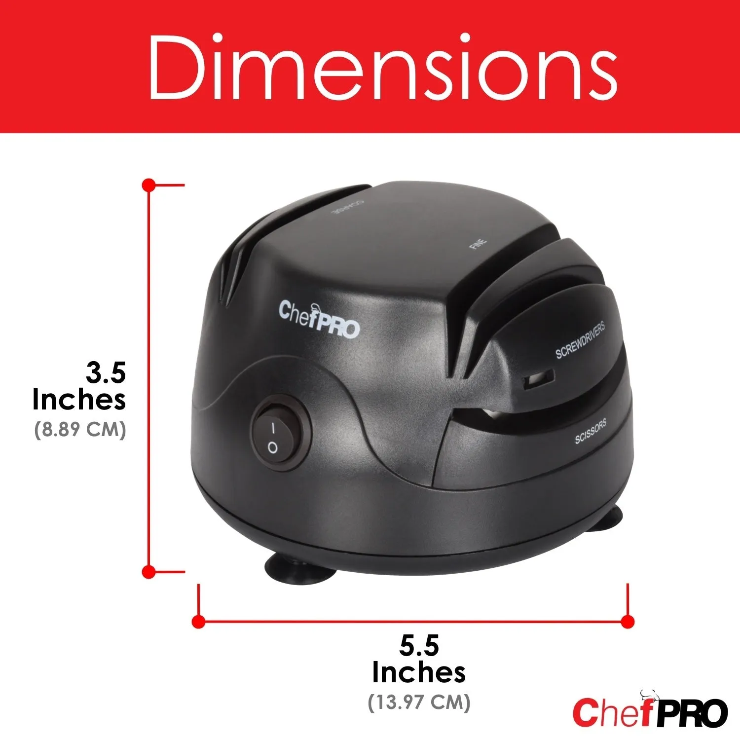 Chef PRO Compact 3-in-1 Electric Knife Sharpener System, Black
