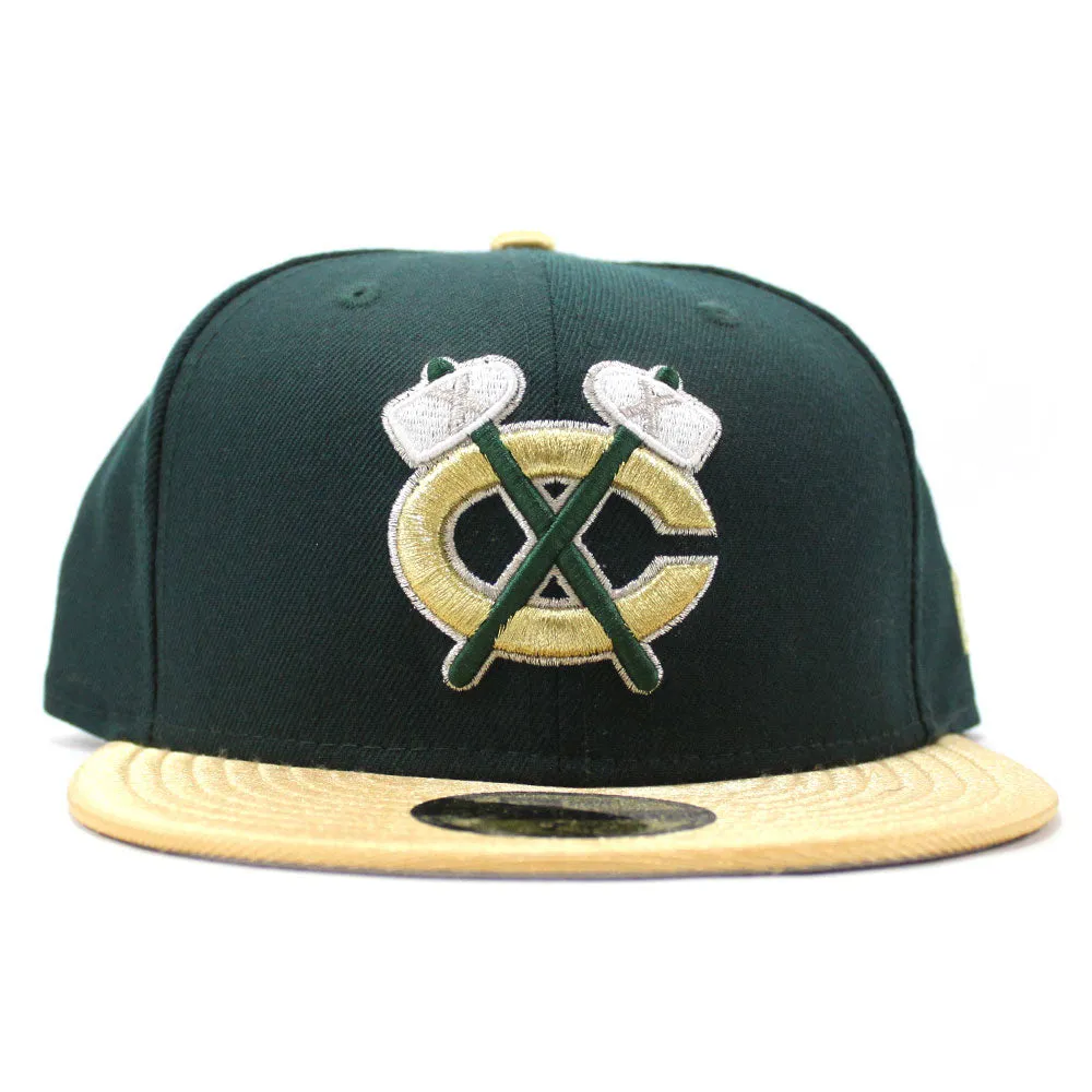 Chicago Blackhawks New Era 59FIFTY Fitted Hat (Hunter M Gold Gray Under Brim)