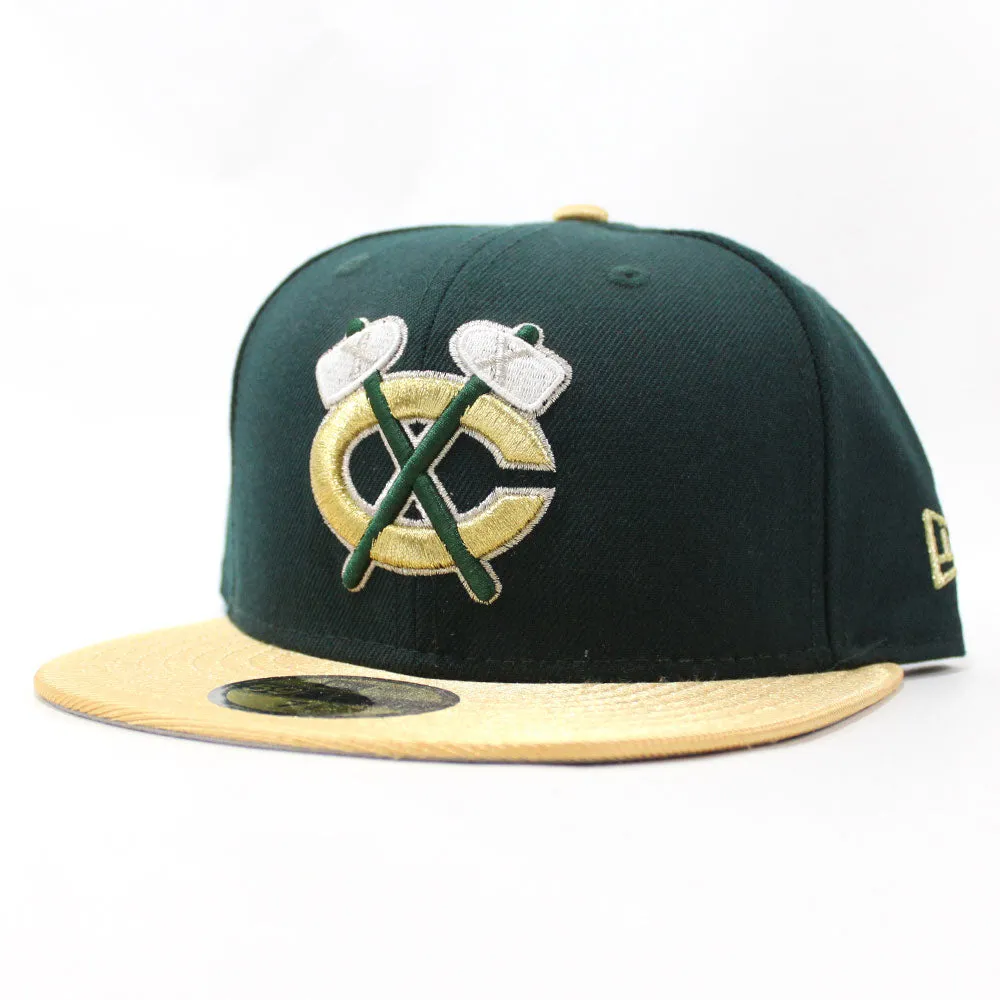 Chicago Blackhawks New Era 59FIFTY Fitted Hat (Hunter M Gold Gray Under Brim)