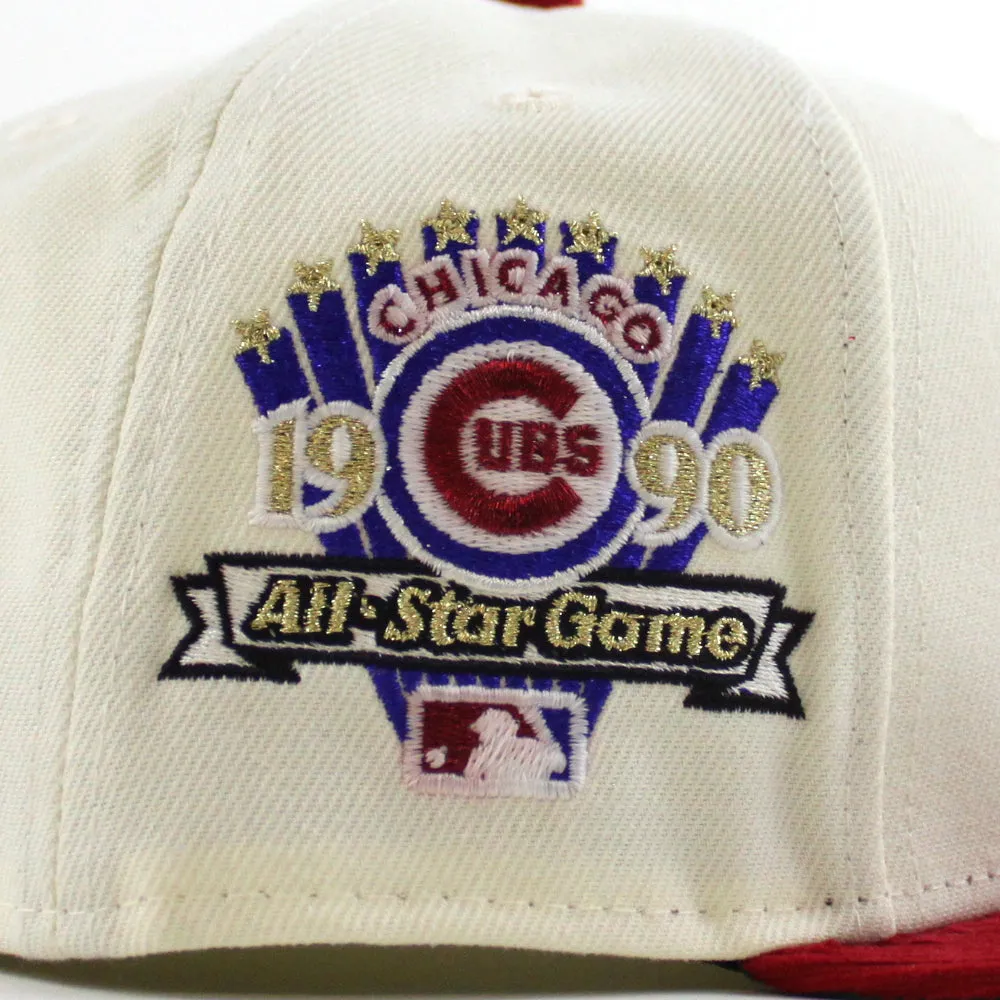 Chicago Cubs 1990 All Star Game New Era 59Fifty Fitted Hat (Chrome White Red Green Under Brim)