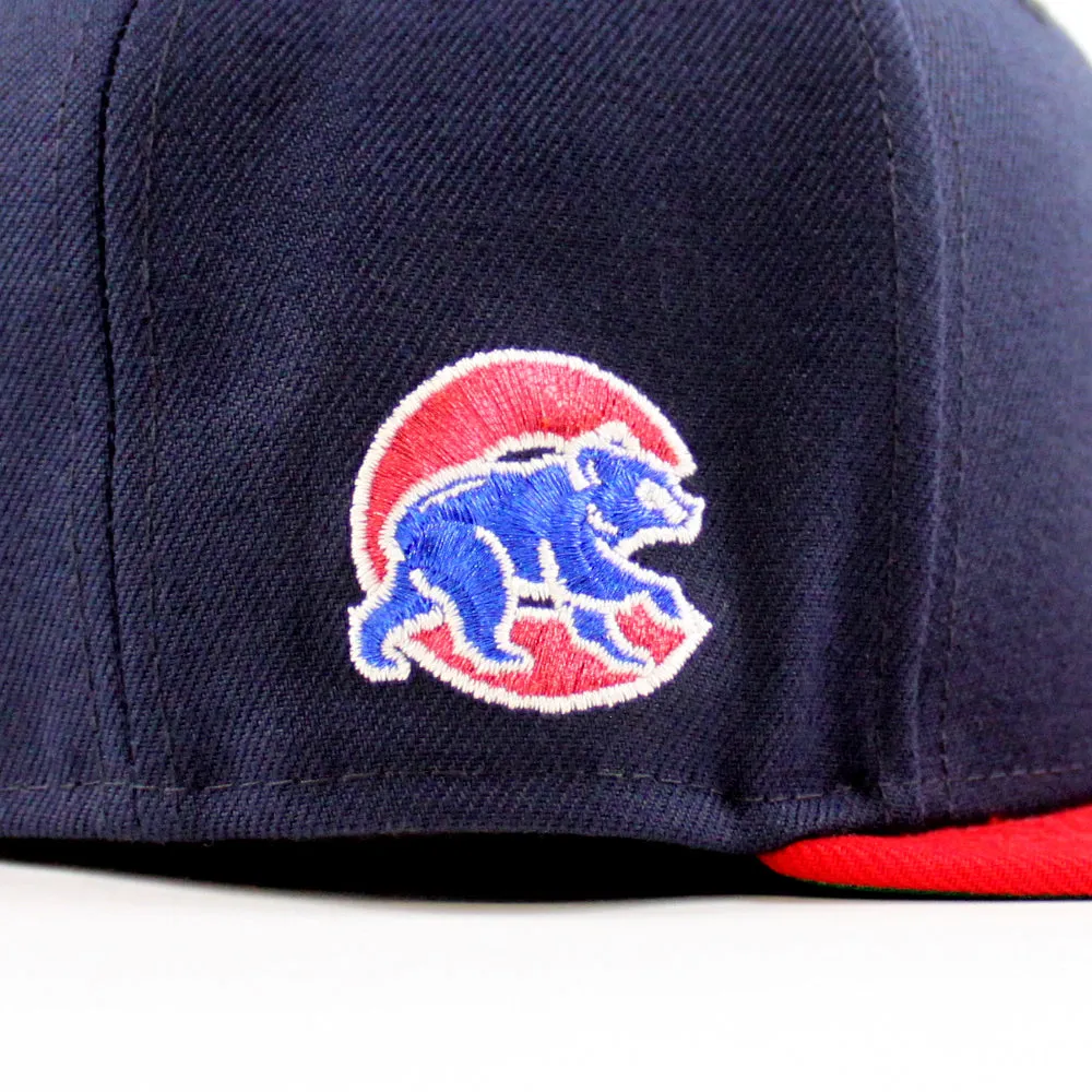 Chicago Cubs Mascot Cub Patch New Era 59Fifty Fitted Hat (Navy Scarlet Green Under Brim)