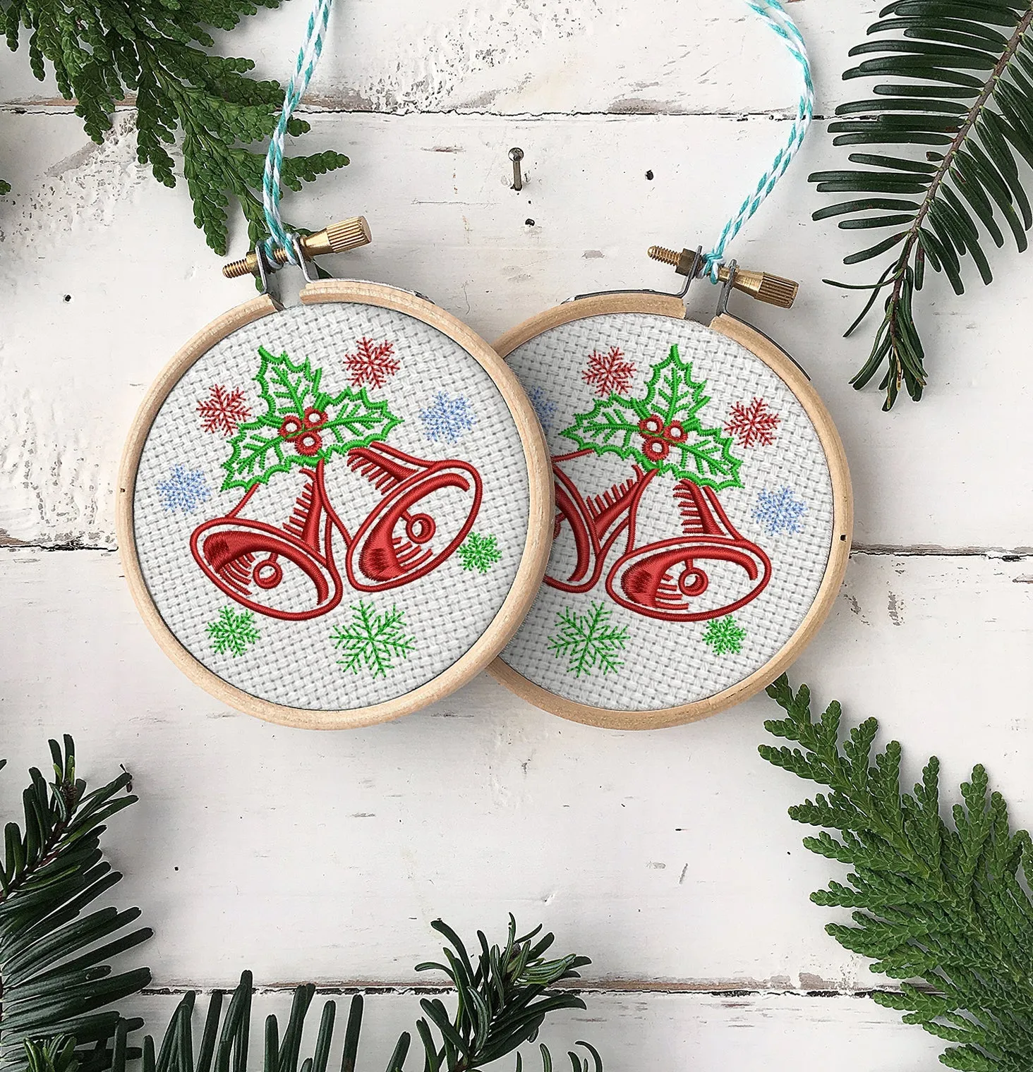 Christmas Bells Embroidered Christmas Ornaments