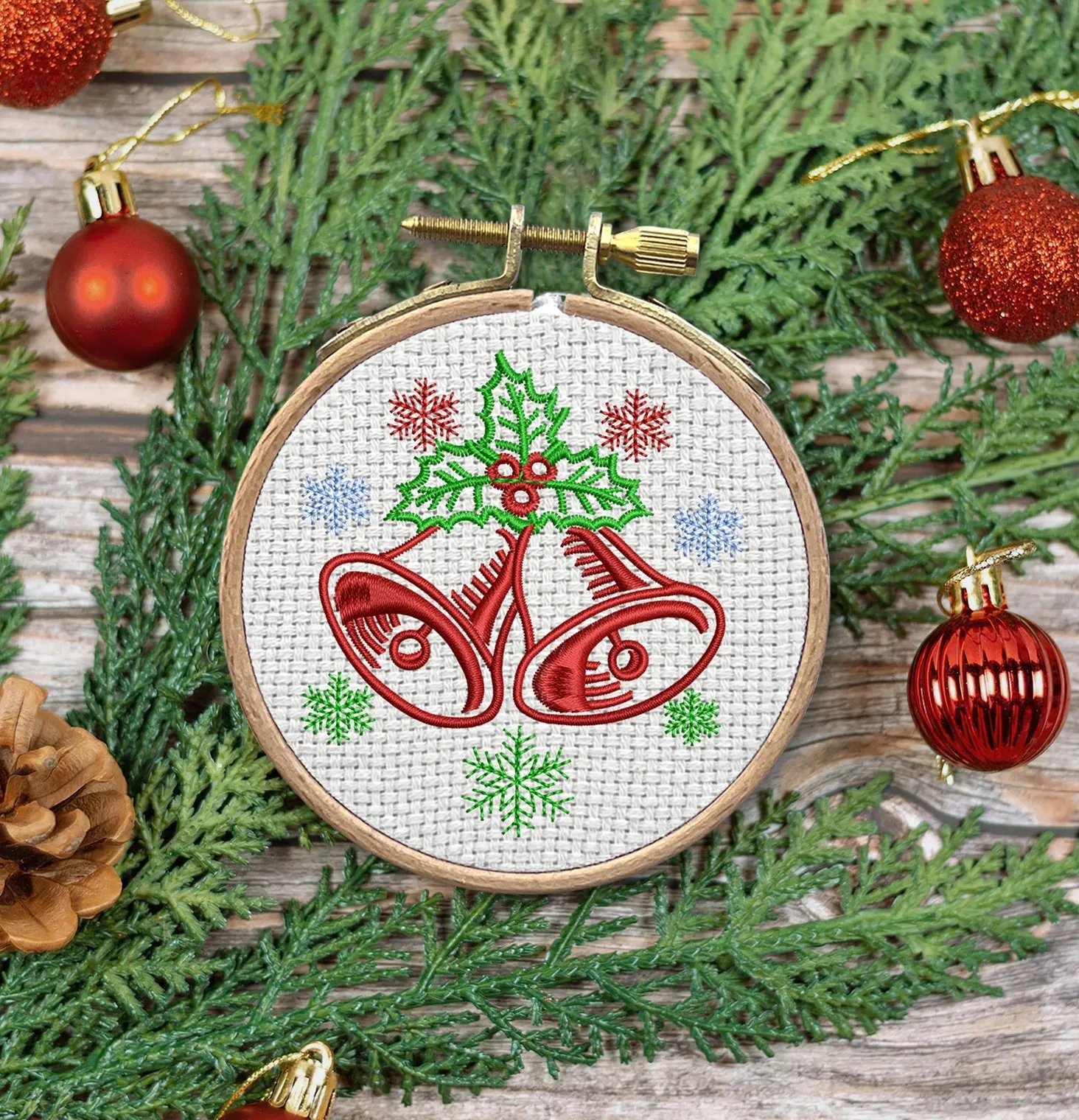 Christmas Bells Embroidered Christmas Ornaments