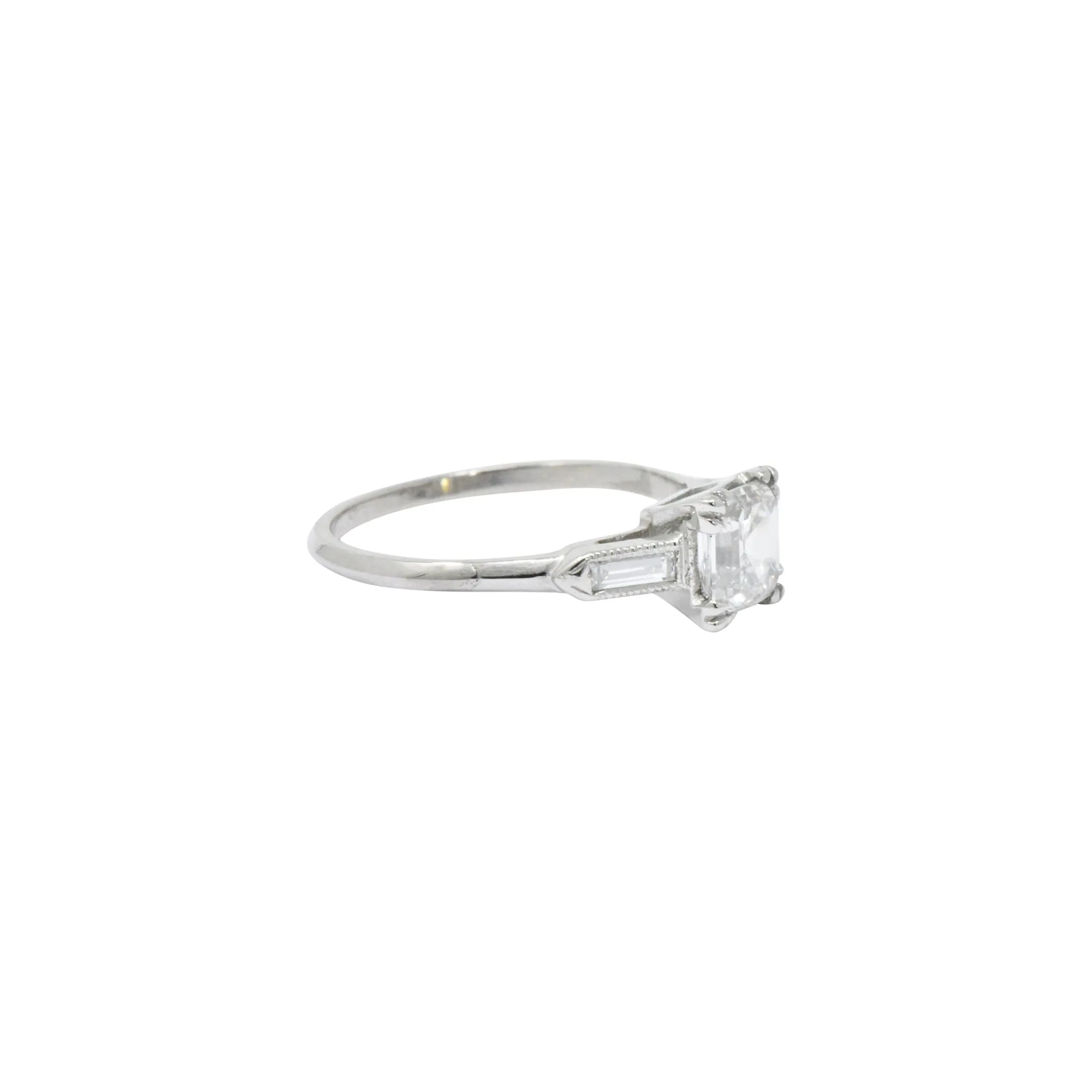 Classy 1.07 CTW Asscher Cut Diamond & Platinum Engagement Ring GIA