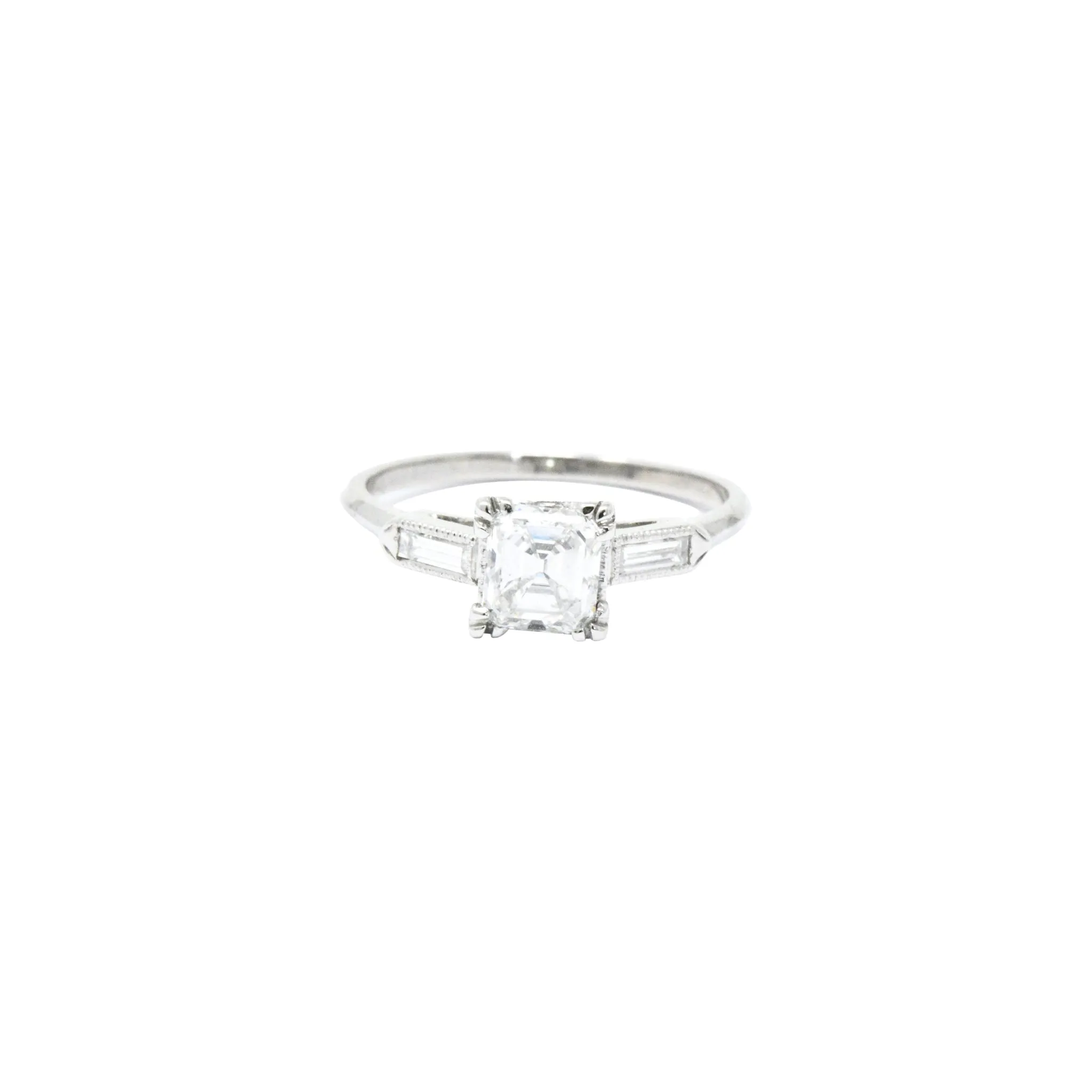 Classy 1.07 CTW Asscher Cut Diamond & Platinum Engagement Ring GIA