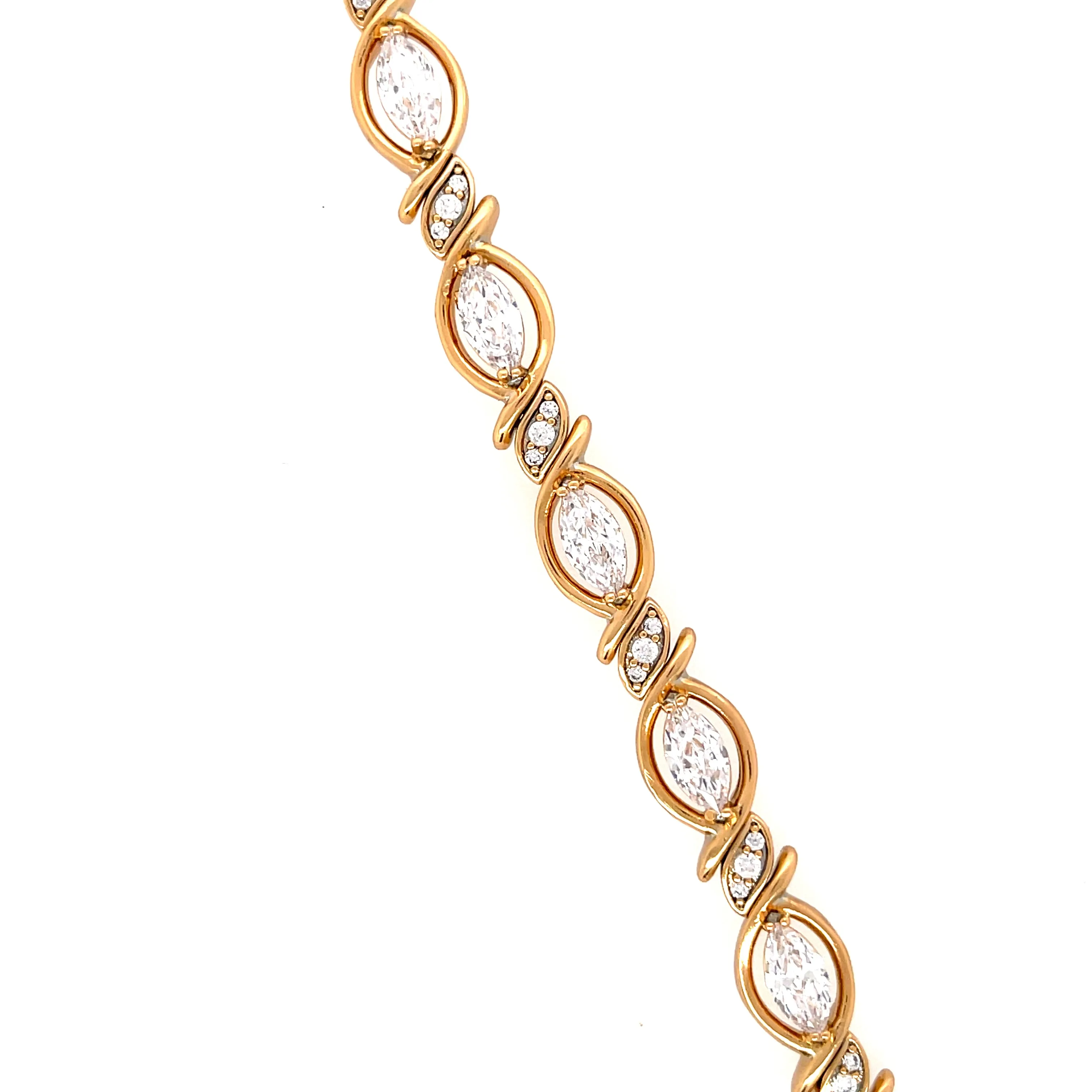 Clear Zirconia Stones link bracelet Rose gold filled