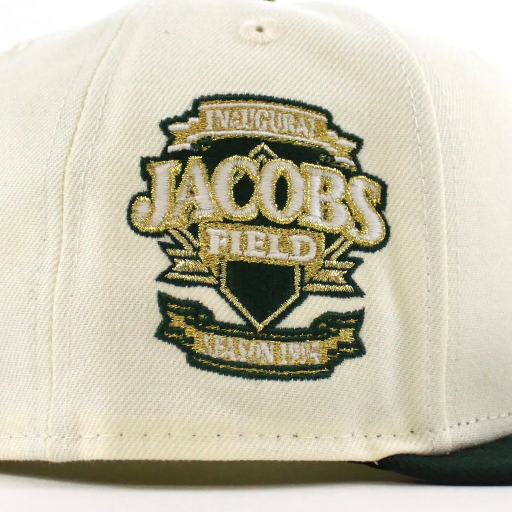 Cleveland Indians Jacobs Field New Era 59Fifty Fitted Hat (Chrome White, Cilantro Green Gray Under Brim)