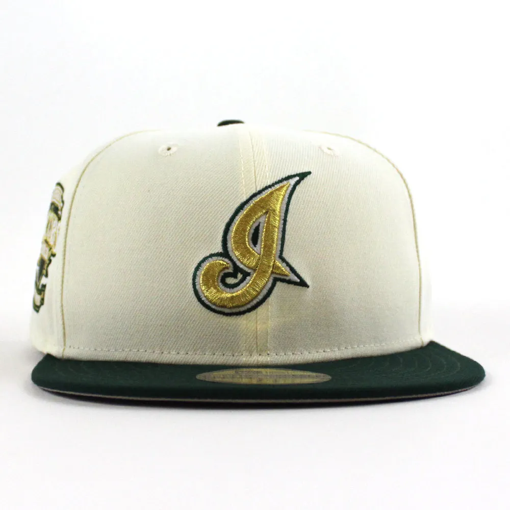 Cleveland Indians Jacobs Field New Era 59Fifty Fitted Hat (Chrome White, Cilantro Green Gray Under Brim)
