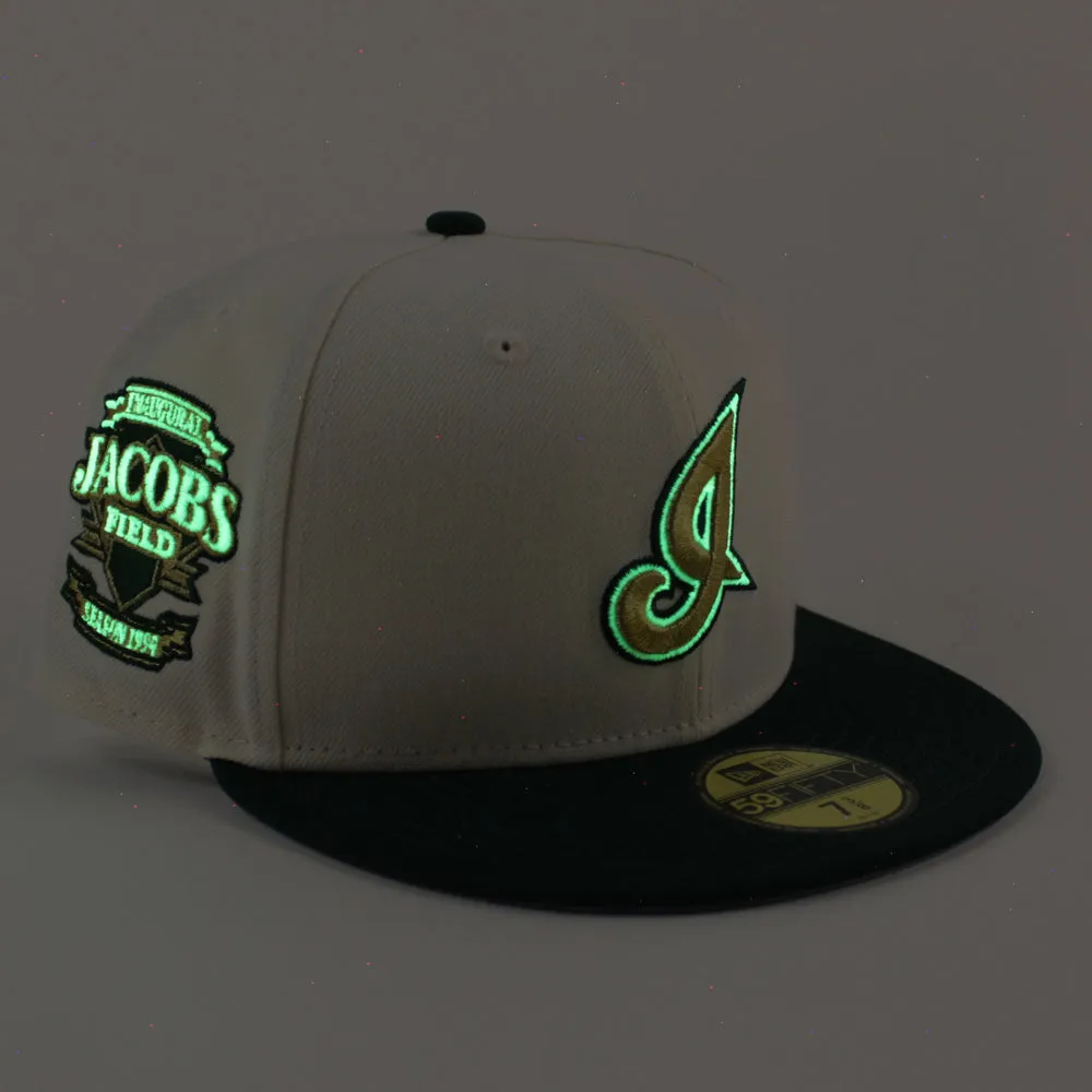 Cleveland Indians Jacobs Field New Era 59Fifty Fitted Hat (Chrome White, Cilantro Green Gray Under Brim)