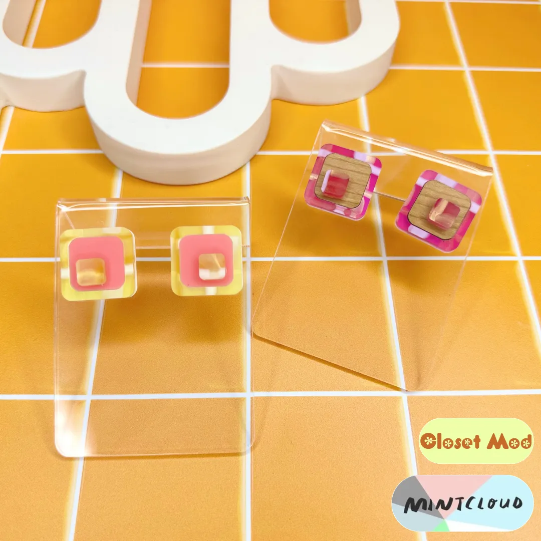 Closet Mod x Mintcloud Collaboration Earrings - The Plaid Stud