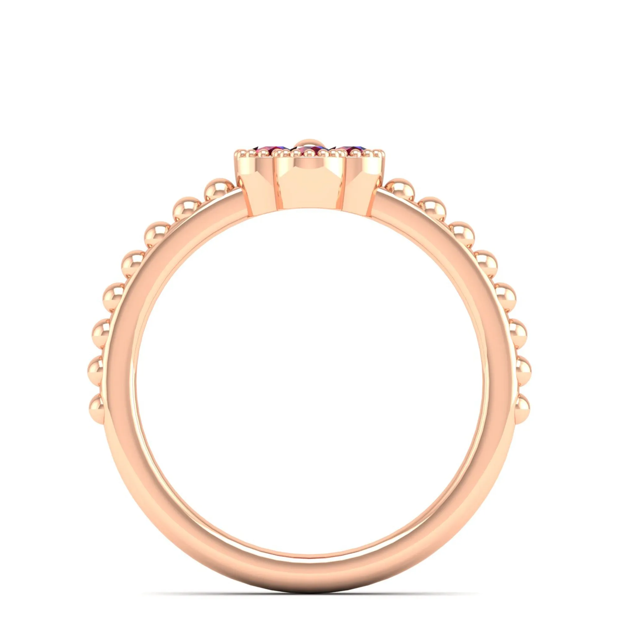 Clover Beaded Ruby Ring