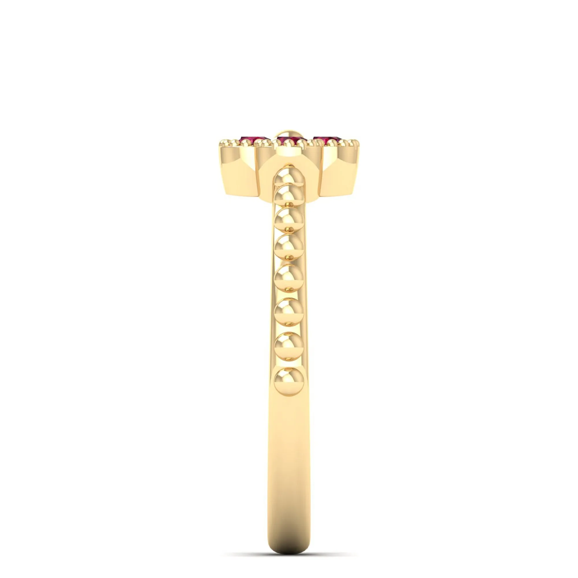 Clover Beaded Ruby Ring