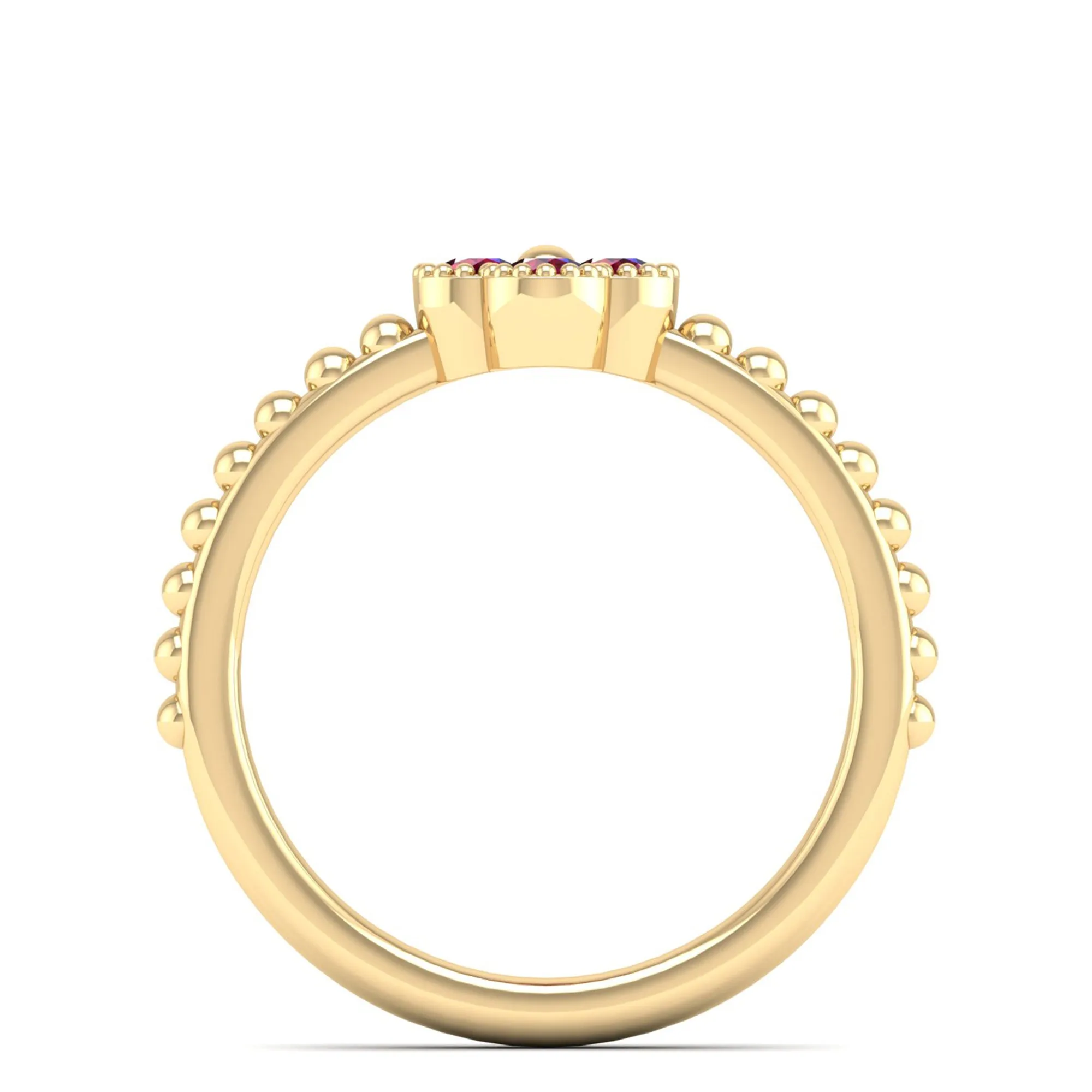 Clover Beaded Ruby Ring