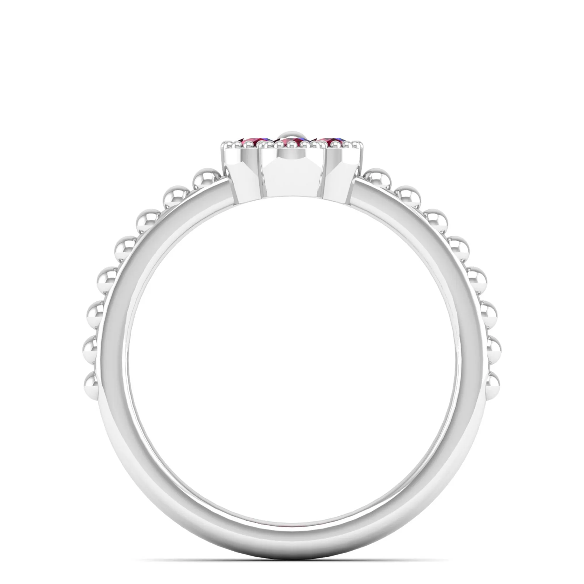 Clover Beaded Ruby Ring