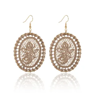 Coffee Polyster & 18K Gold-Plated Botanical Oval Drop Earrings