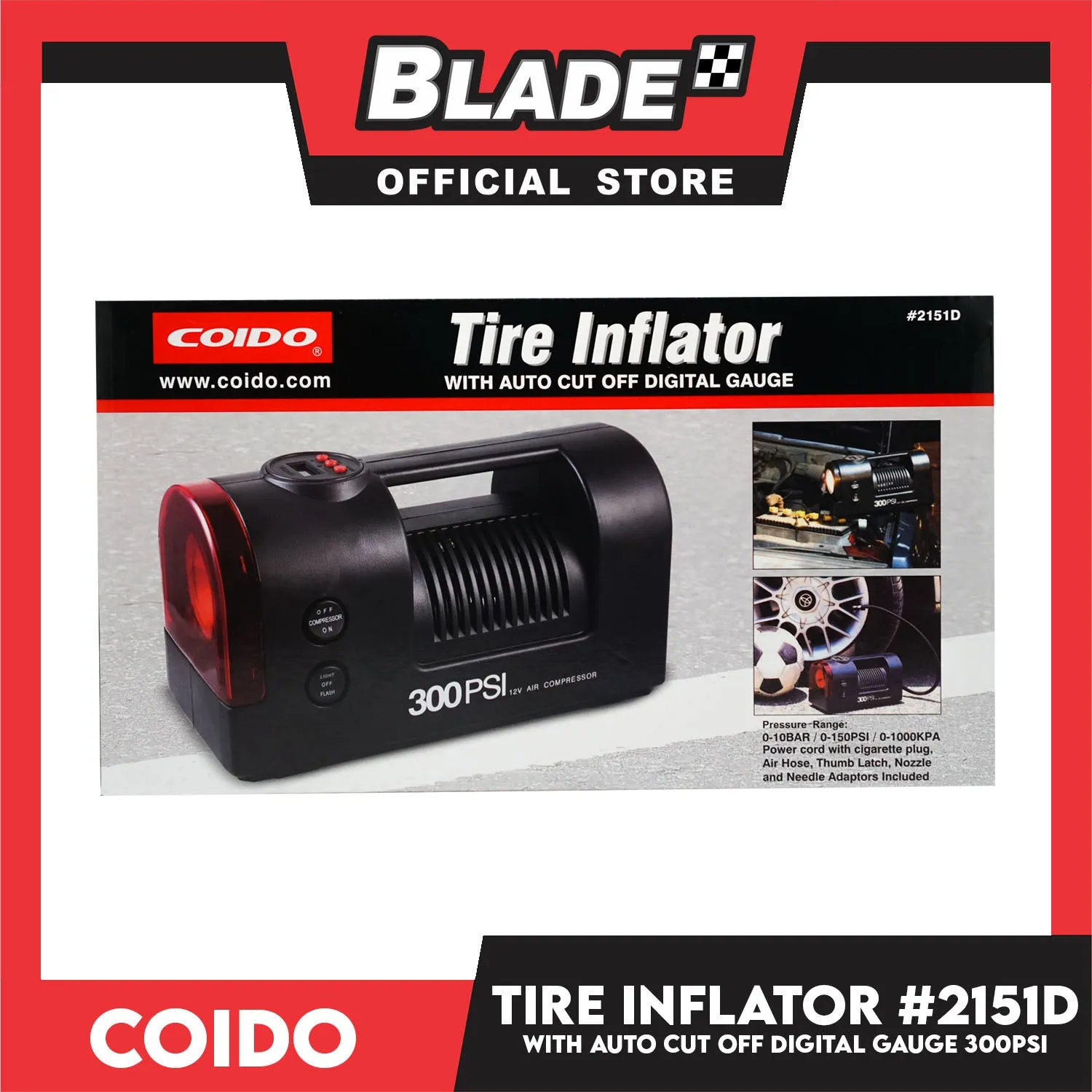 Coido Tire Inflator #2151D with Auto Cut Off Digital Gauge